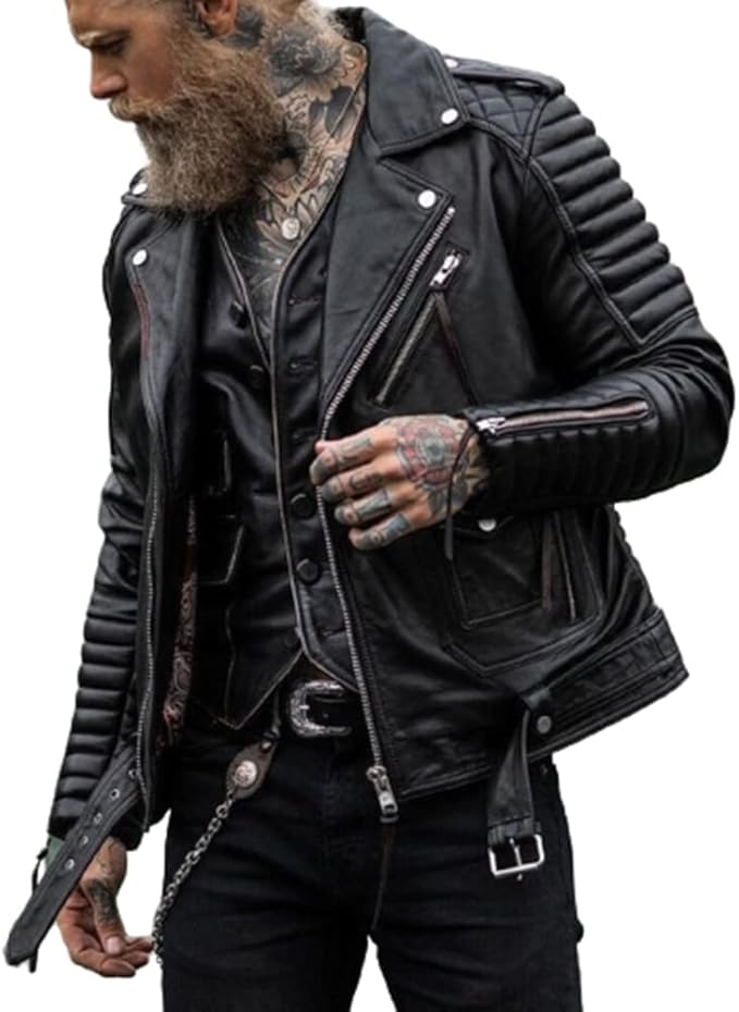 mens biker leather jacket